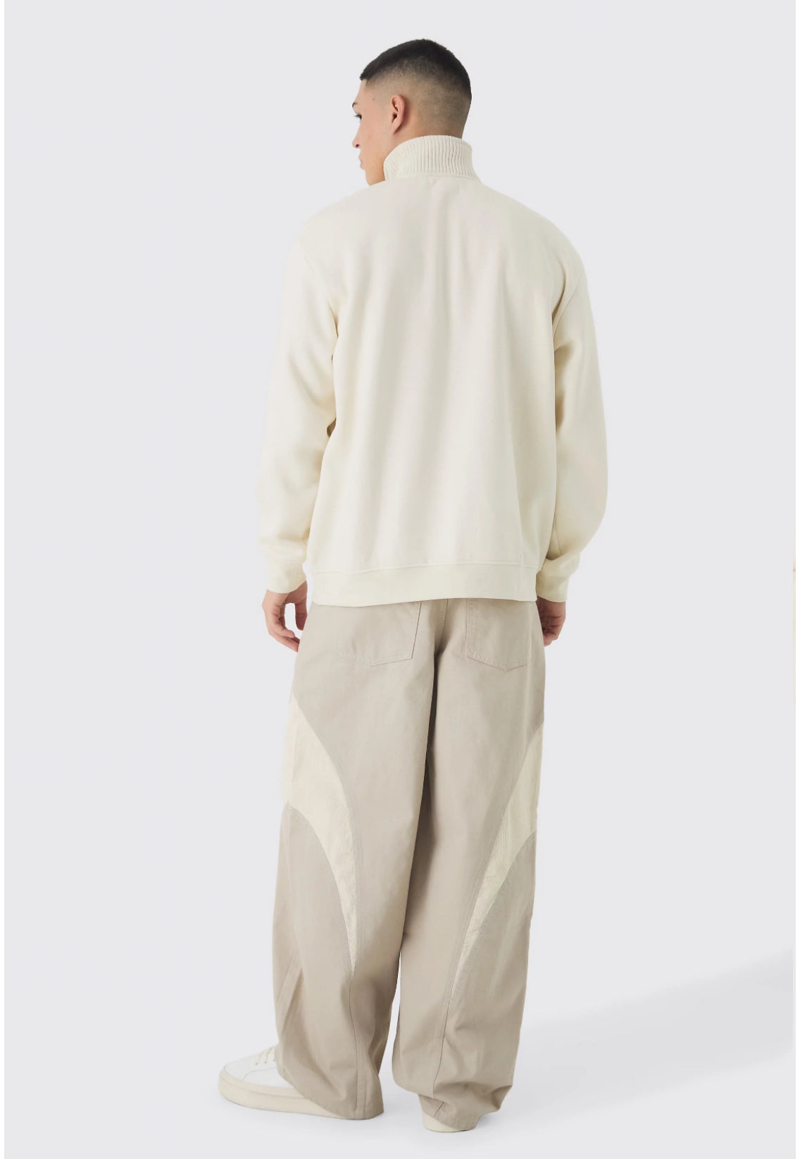 RIBBED OVERSIZED SWEATSHIRT WITH FUNNEL COLLAR AND ZIP