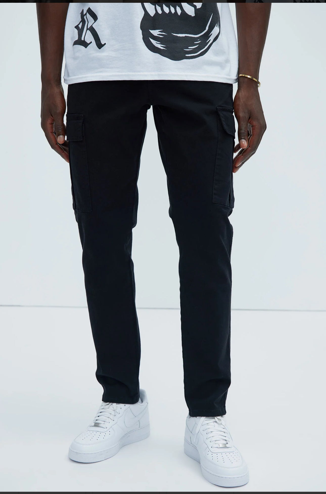 Black slim cargo jeans